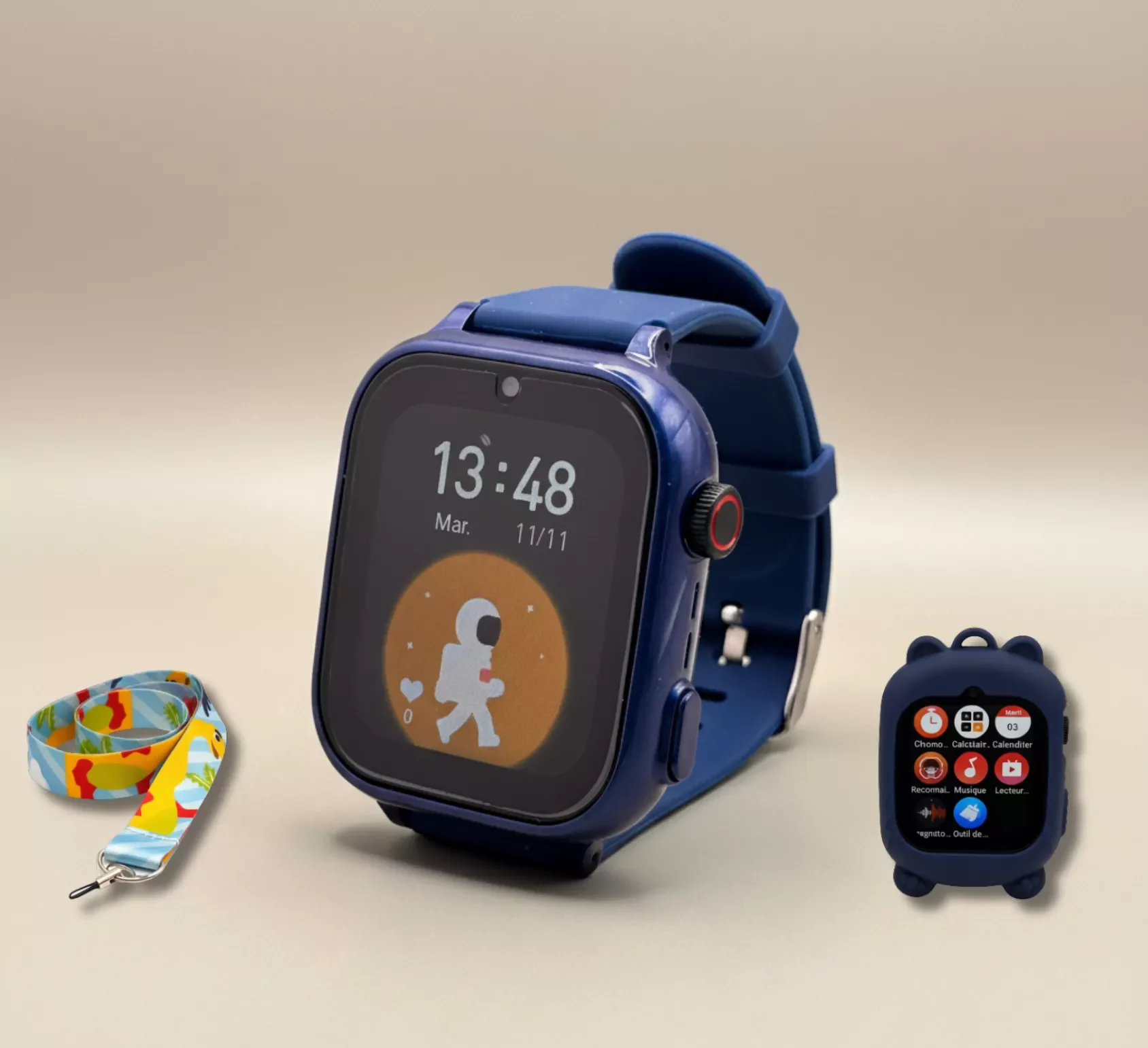 Montre connectée GPS 4G pour enfant couleur bleue avec caméra et suivi parental sécurisé