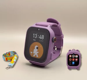 Montre connectée GPS 4G pour enfant couleur violet avec caméra et suivi parental sécurisé